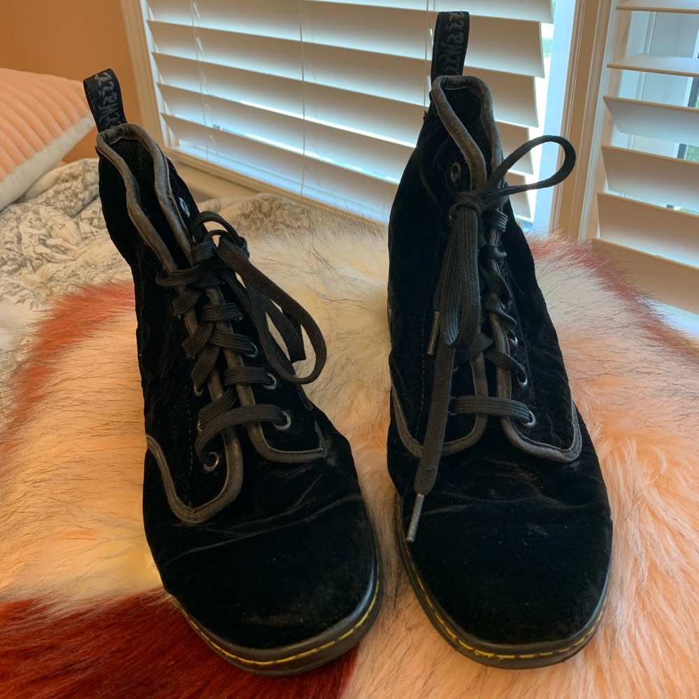 Black velvet doc martens - no heel.